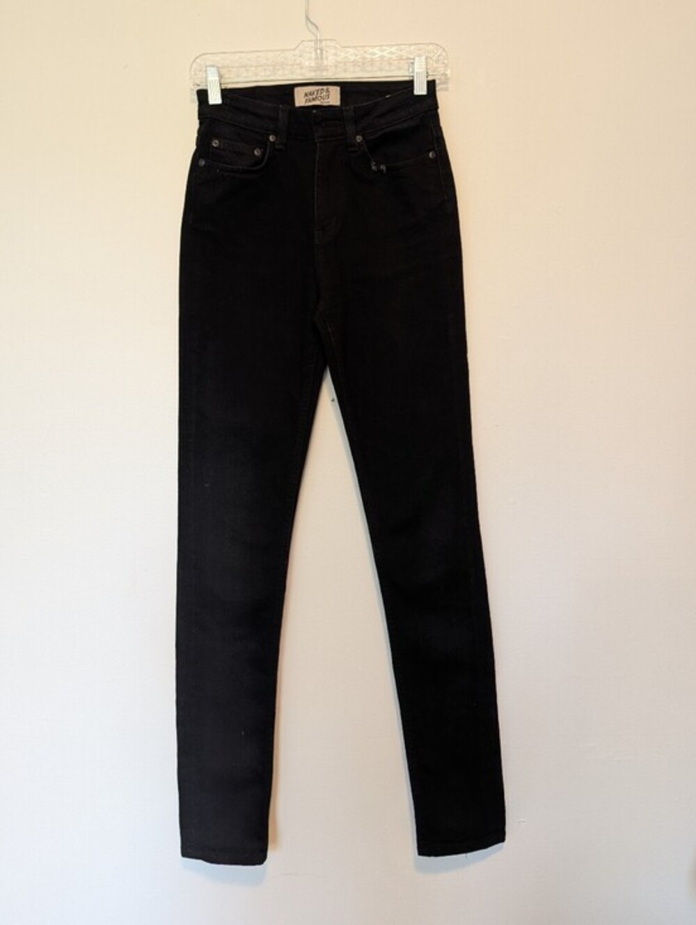 Naked & Famous High Rise Black Comfort Stretch Denim Jeans Goth Made in Ca 24